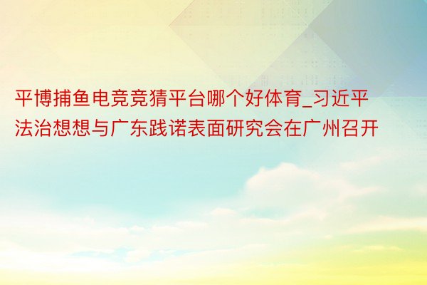 平博捕鱼电竞竞猜平台哪个好体育_习近平法治想想与广东践诺表面研究会在广州召开