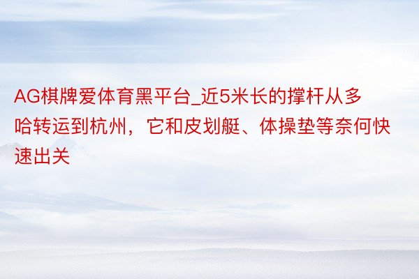 AG棋牌爱体育黑平台_近5米长的撑杆从多哈转运到杭州,它和皮划艇、体操垫等奈何快速出关