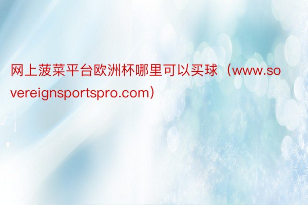 网上菠菜平台欧洲杯哪里可以买球(www.sovereignsportspro.com)